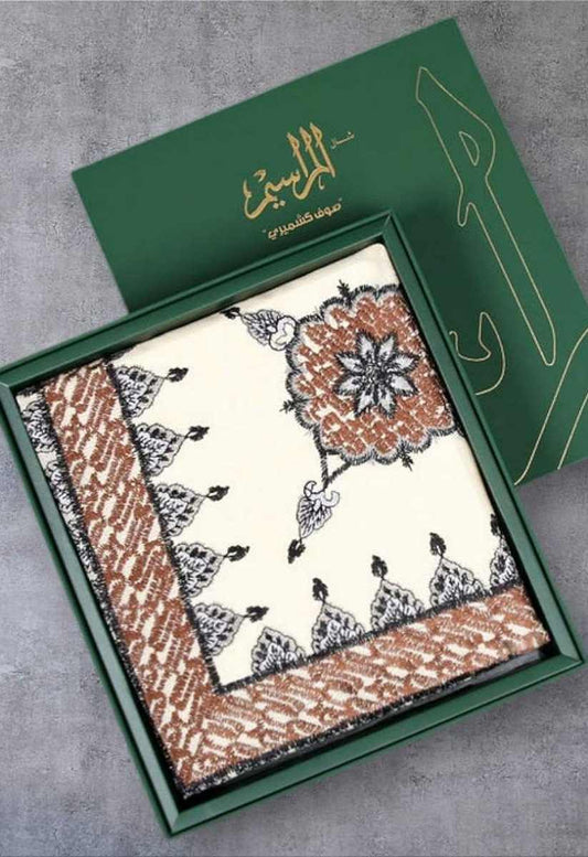 شال صوف كشميري أصلي - بني